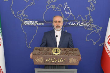 Iran Foreign Ministry Spokesman Nasser Kanaani at a press conference