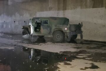 This photo provided by the FBI Los Angeles shows a military Humvee that was stolen from a National Guard facility in a Los Angeles suburb.