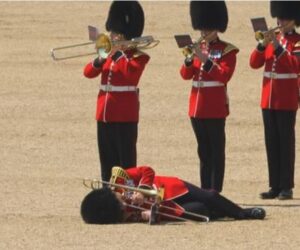UK guardsmen faint under scorching sun