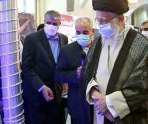 Supreme Leader Ayatollah Ali Khamenei tours an exhibition in Tehran on Iran's nuclear industry, June 11, 2023. Source: Twitter.