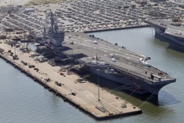 The nuclear powered aircraft carrier USS Dwight D. Eisenhower