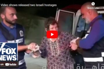 The elderly hostage being put into an ambulance after being released from Hamas in Gaza.