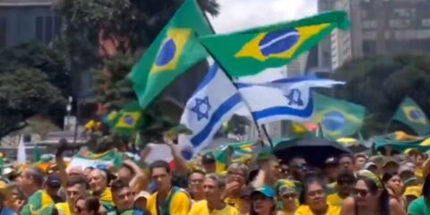 Brazilian and Israeli flags pro-Bolsonaro rally