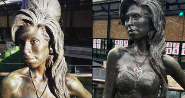 London statue of Jewish singer Amy Winehouse defaced with Palestinian flag sparks outrage