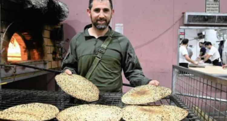 Israeli army reservist bakes matzah for thousands of soldiers