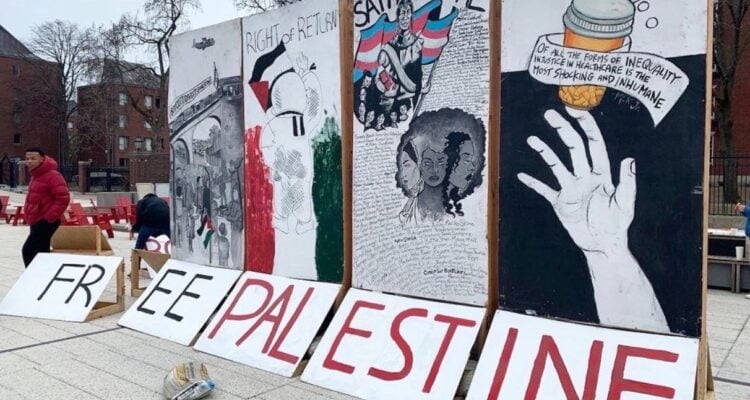 Harvard anti-Zionists mark ‘Israeli Apartheid Week’ with display quoting terrorist leader