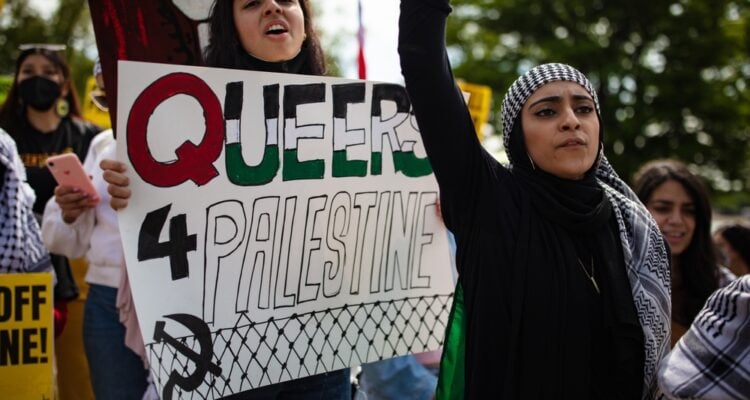 Vandalizing LGBTQ materials is a crime unless you support Hamas