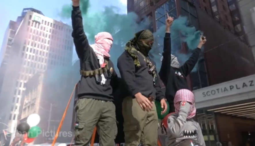 WATCH: Hamas supporters in Toronto wear fake suicide vests during protests