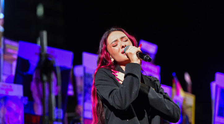 Eden Golan sings her original Eurovision entry in Hostages Square