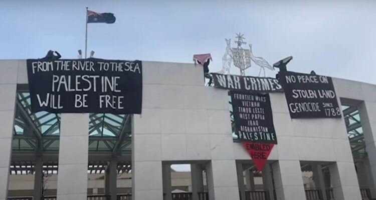 Anti-Israel activists take over Australian parliament’s roof