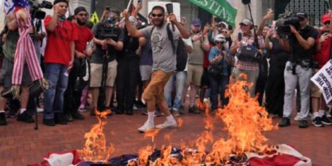 US flag burning