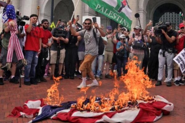 US flag burning