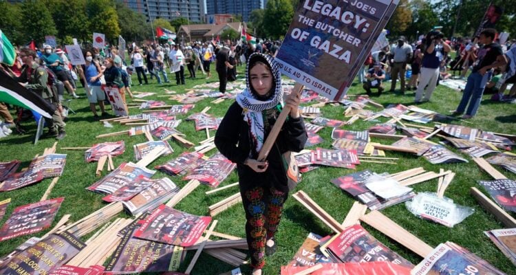 As anti-Israel protesters cause chaos outside DNC, their allies tell Kamala to get in line or lose