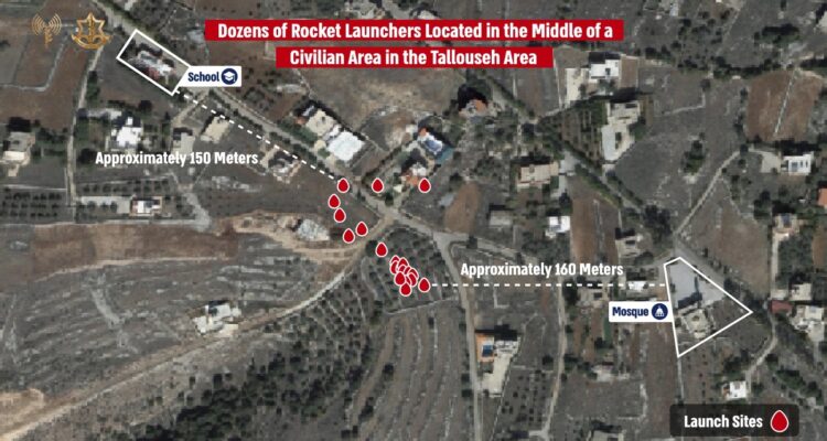 IDF Infographic shows Hezbollah launched 90% of missiles from civilian areas