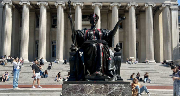 Chaos at Columbia: Pro-Hamas students block entry to campus, vandalize statue on first day of classes