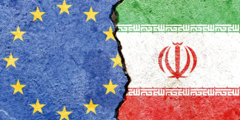 EU and Iranian flags