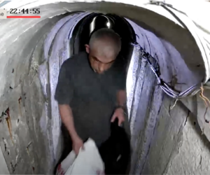 Yahya Sinwar seen in a Gaza tunnel shortly before his death (YouTube screenshot)