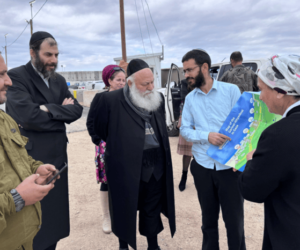 Minister Yitzchak Goldknopf inspects map of proposed Gaza Settlements Nov 2024 (photo credit: X)