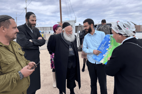 Minister Yitzchak Goldknopf inspects map of proposed Gaza Settlements Nov 2024 (photo credit: X)