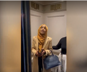 Congresswoman Ilhan Omar curses at pro-Israel activists (X screenshot)