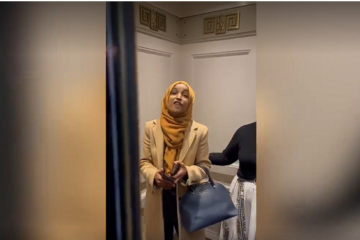 Congresswoman Ilhan Omar curses at pro-Israel activists (X screenshot)