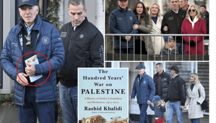 Biden seen holding anti-Israel bestseller outside bookstore