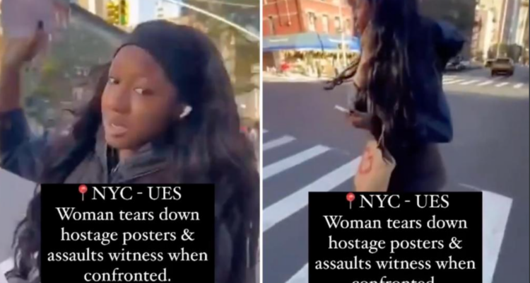 NYC diversity staffer filmed tearing down hostage poster, assaulting witness