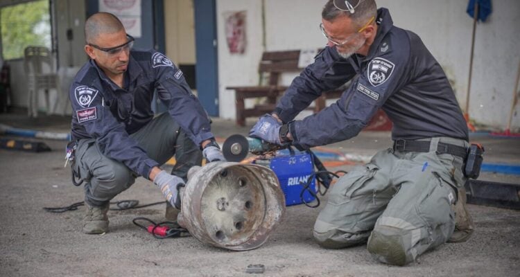 Israel Police sappers make Chanukah menorah from Hezbollah rockets