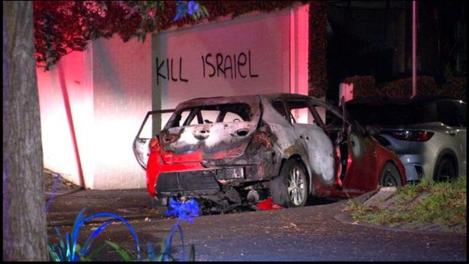 Vandals torch car, spray-paint ‘Kill Israel’ in Sydney