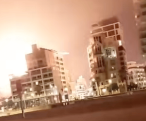 Houthi drone hits building in Yavne, December 2024 (YouTube screenshot)