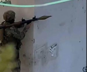 PA soldier with RPG in Jenin