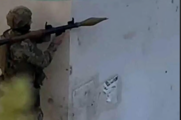 PA soldier with RPG in Jenin