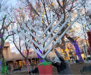 public menorah in Chile (youtube screenshot)