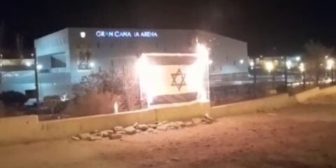 burning Israeli flag Canary Islands