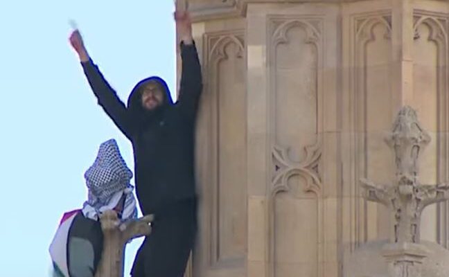 Anti-Israel activist who scaled Big Ben with Palestinian flag arrested