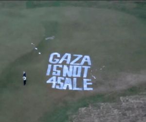 Trump's golf course vandalized.