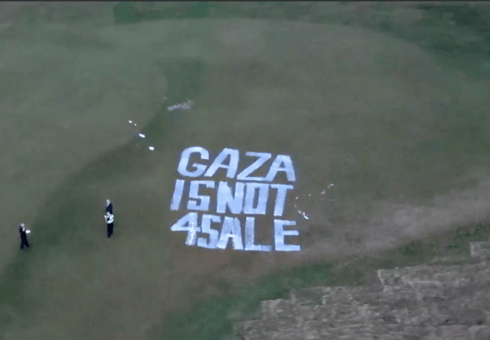 Trump's golf course vandalized.