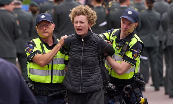 Dutch police arrest anti-Israel protesters at World War II anniversary event