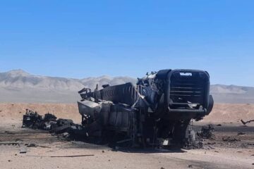 Destroyed missile launcher