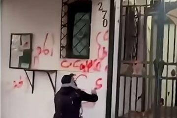 Defacing Egyptian embassy in S. Africa
