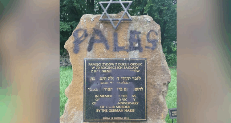 Polish Jewish cemetery desecrated by swastika, ‘Palestine’ graffiti