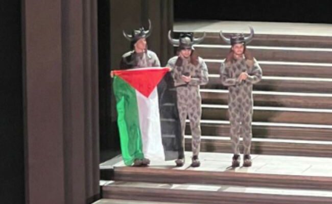 Performer raises Palestinian flag at Royal Opera House curtain call