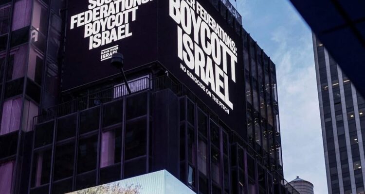 ‘Ban Israel from int’l soccer over Gaza genocide’ – NY billboard