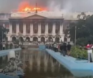 Nepalese Parliament in flames