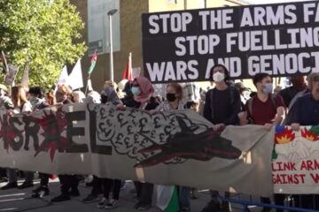 Protests at DSEI arms show
