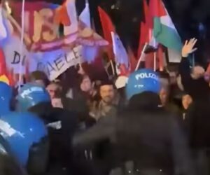 Italian police face off with anti-Israel protesters