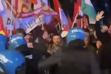 Italian police face off with anti-Israel protesters
