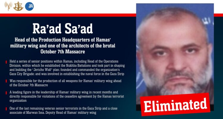 IDF slays top Hamas commander who helped plan Oct. 7 massacre