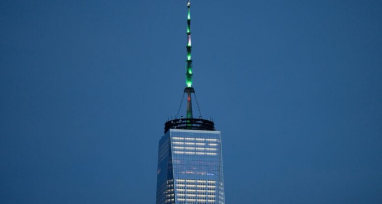 World Trade Center lit up green to keep Muslims from flying planes into it again
