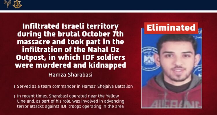 IDF eliminates Hamas commander who infiltrated Nahal Oz on Oct. 7